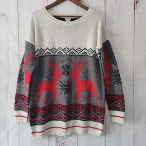 Vintage Mossimo Women’s L Fari Isle Nordic Christmas Holiday Reindeer Pullover